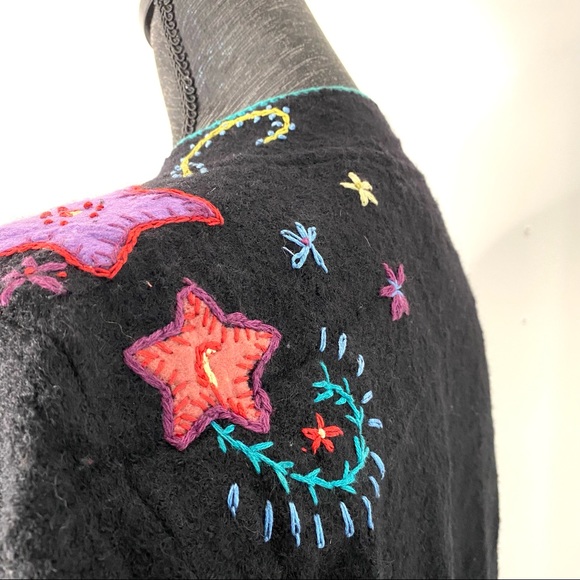 Norm Thompson Vintage Embroidered Wool Cardigan Sweater - Picture 9 of 15